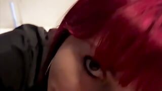 Hot Red Head Gets Fucked in a Bathroom &amp; Swallows Cum