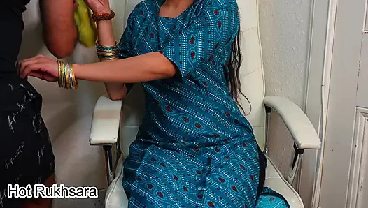 Desi Indian hot rich aunty fucked by cleaner on the chair while her husband was watching tv in hall