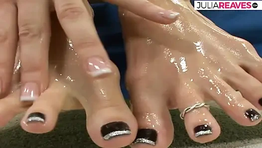 Skinny blonde gets pussy licked before a huge cock thrusts it hard