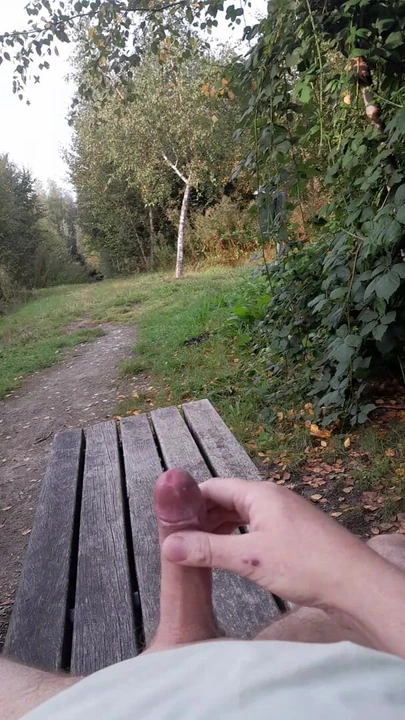 Jerking myself and cumming outside in a park