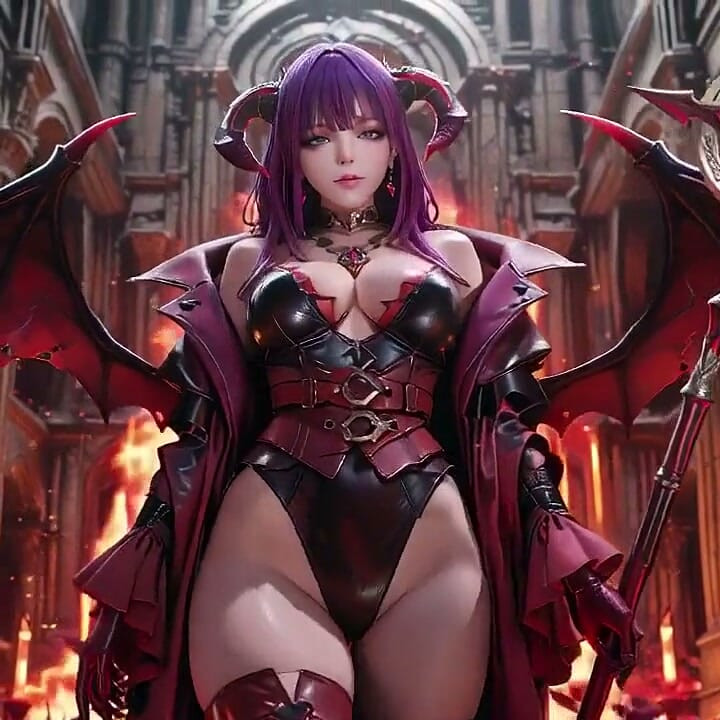 Purple-haired Demon Queen! a Forbidden Feast on the Magma Throne, Red-black Armor Clinging to Scorching Skin!