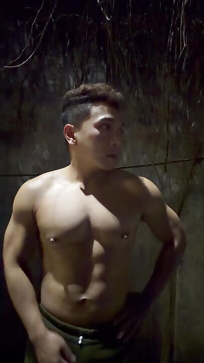 Muscular Pinoy Twink Strokes His Hard Cock in Parked Car on Dark Manila Streets