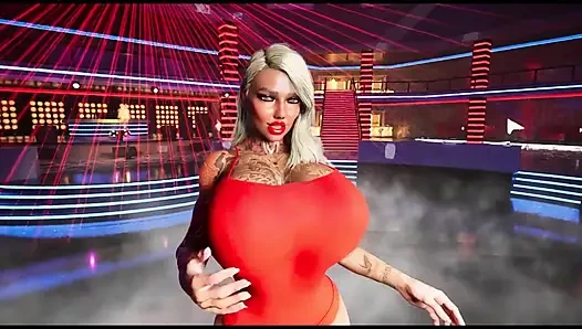 Bimbo Mega Fake Tits Fuked Hard in Disco