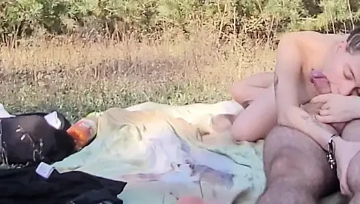 public blowjob outdoors deep throat