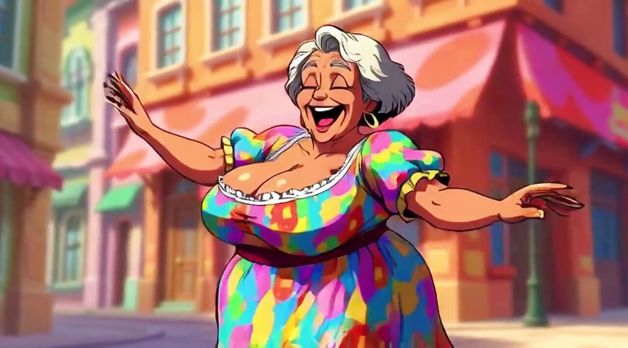 Grote borsten oma dansende animatie