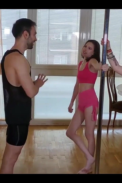 I Give a Pole Dance Class to My Two Students and We End up Fucking