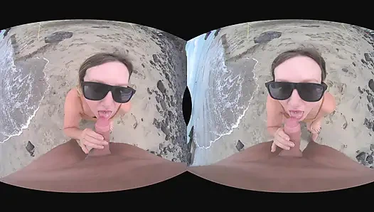 VR pOV-blowjob im freien am öffentlichen strand