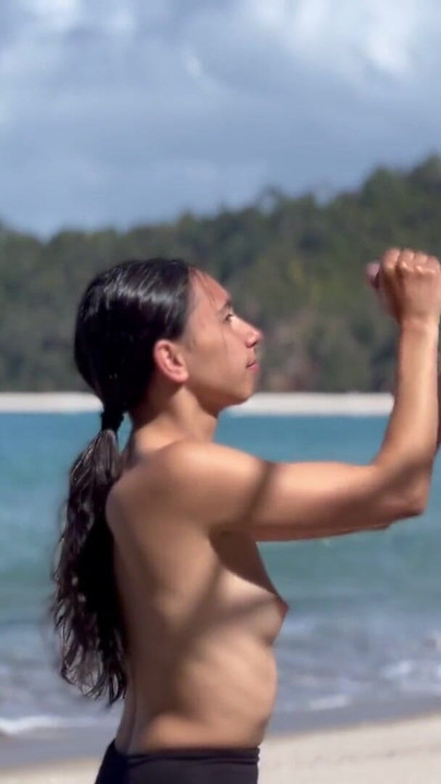 Petite brunette sucks BWC on a beach! Whoopsy-Kiwi | Clip 1