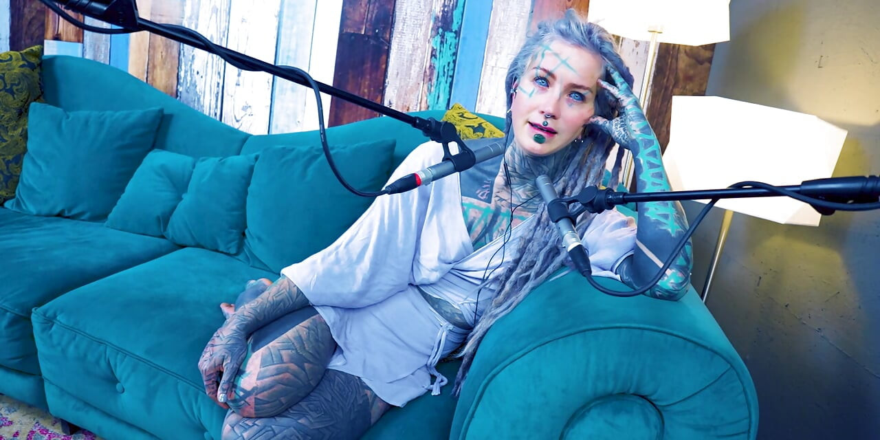 I talk about S - Shame - ASMR podcast SFW talking goth skinny girl dreadlocks tattoo model inked girl