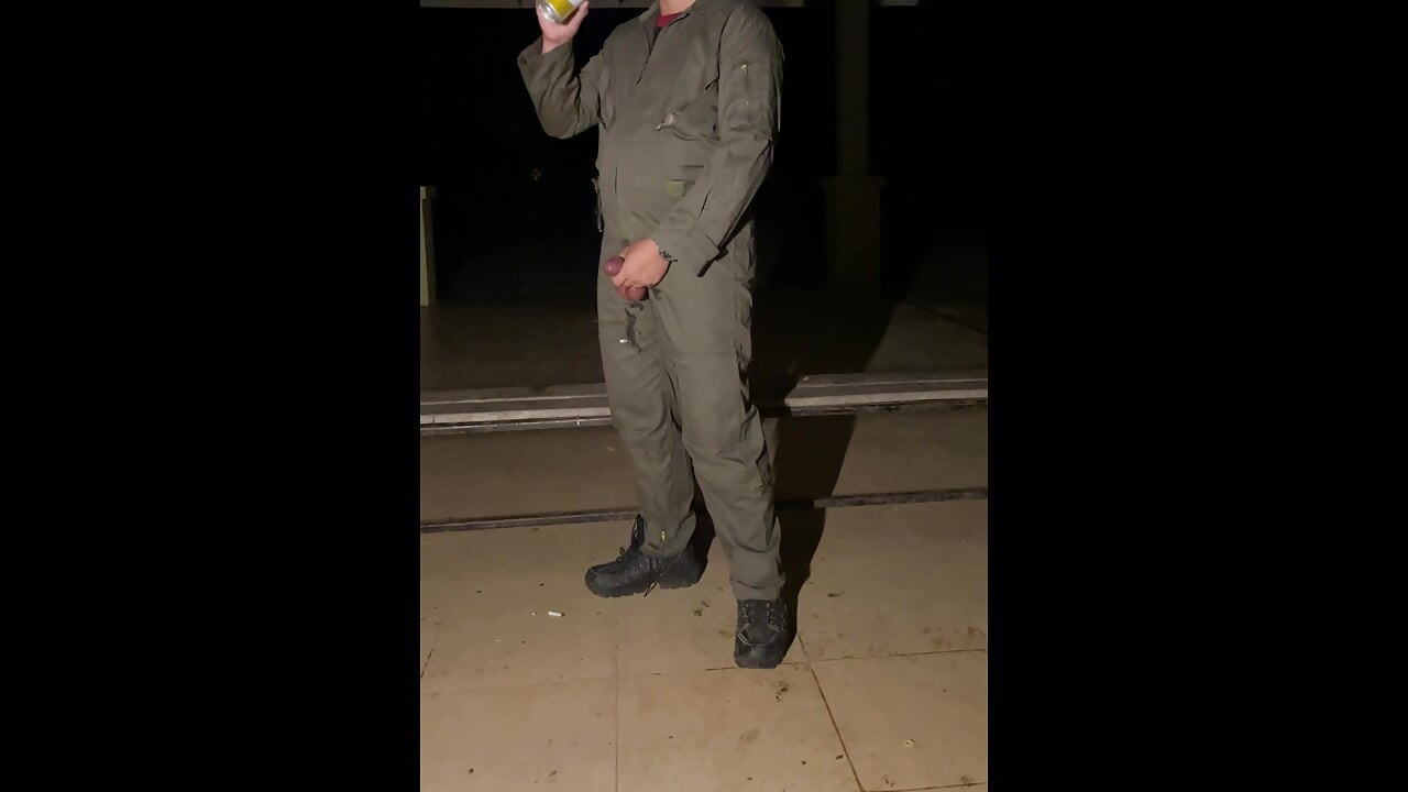 After work is done decide to jerk off in my mechanic jumpsuit and shoot a creamy load - wet with precum lube