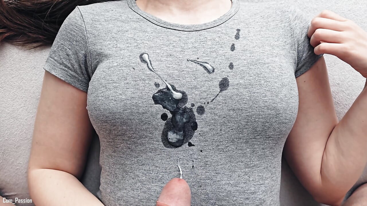 Hot Cumshot on My New Gray T-shirt!
