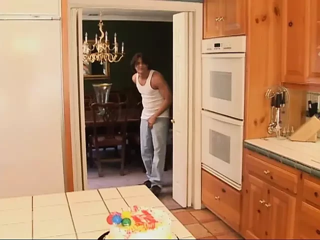 Blonde babysitter is eager for some fucking on kitchen counter