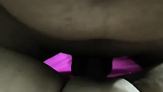 Indian wife uses hand gloves to masturbate husband and gets fucked in missionary, Shaved Indian pussy with shaved Husband