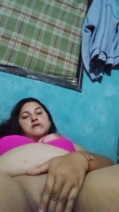 Chubby Latina with big tits chews her rich wet pussy | Clip 1
