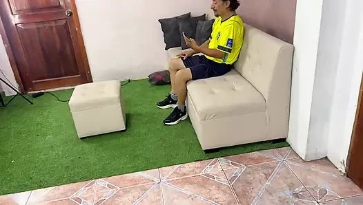 Beautiful busty Brazilian woman gives her stepfather a delicious blowjob.
