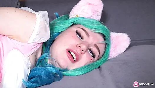 Naughty babe Leyla Lure with butt plug,masturbates with her favorite dildo.