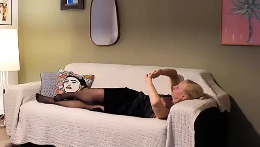 Beautiful Blonde Mature Wife Enjoys Sex in Stockings