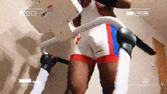 Treadmill Walk In White Wrestling Singlet Bulge