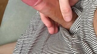 Uncut cock in panties cums with thick sperm