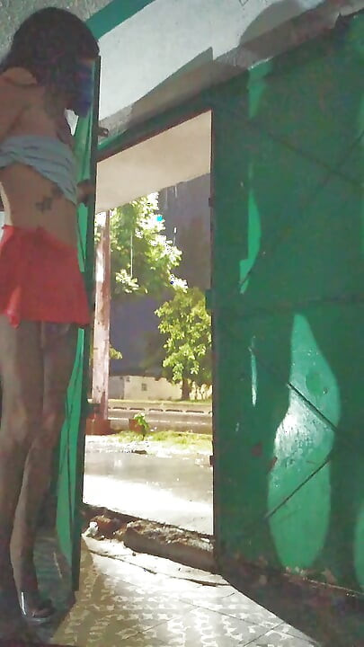 Sexy Latin Shemale Showing Off On The Street