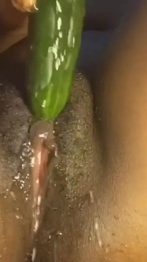 cucumber in my pussy and orgasm | Clip 1