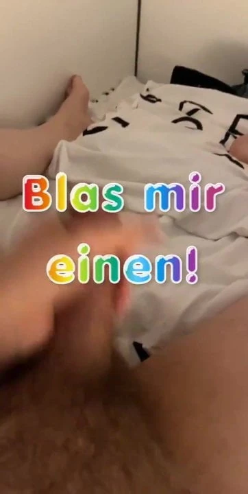 Boy  german jerks his big dick