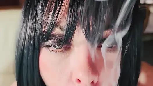 Wish This Was Daddy's Cock I Was Giving A Smoky Blowjob To! BJ Dildo Cocksucking Smoking Smoker