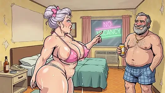 Old Couples in Motel Room Animations