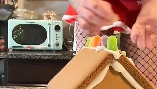 73 Giantess in 8-inch Heels Decorates a Gingerbread Village