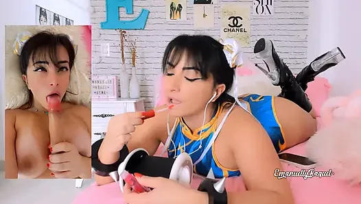 ASMR PORN INTENSE CHUN LI COSPLAY EMANUELLY RAQUEL EAR LICKING AHEGAO BLOWJOB AND TITSFUCK