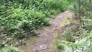 Naked walk in woods for almost an hour got me horny, huge cumshot near end