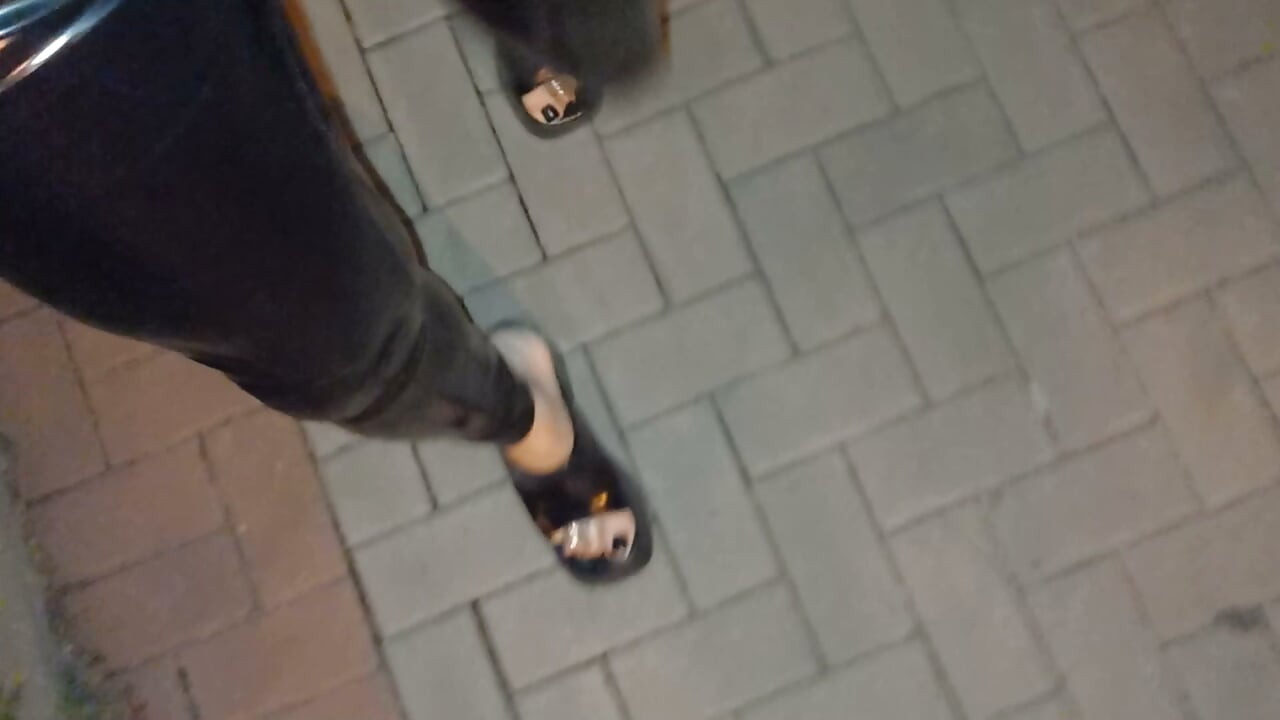 Alone at Night in Ultra-Tight Latex and Platform Mules Just to Make Men Stare and Drool