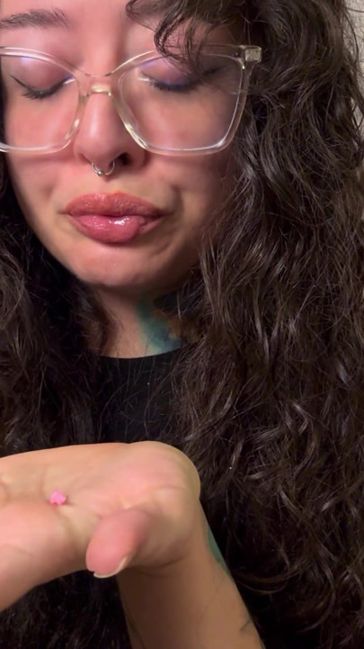 The Giantess Found a Man Curled up to Sneeze on Him