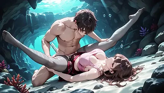 Gadis hentai dientot habis-habisan di gua bawah air diam-diam