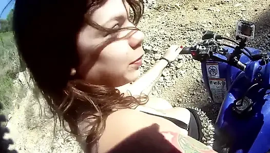 My busty stepsister Kimy Blue really wanted to fuck on the quad