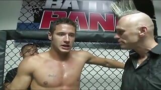 Stacy Adams hops on the winner's cock in the MMA cage and swallows his cum