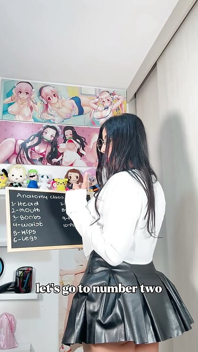 POV Latina Teacher Teaching Anatomy Class with Her Huge Tits and Ass