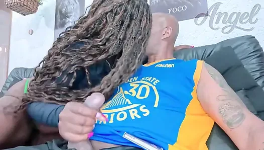 Delicious Black Brazilian Sucks Black Guy's Cock While He Plays Video Games