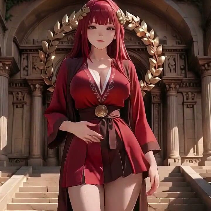 Epic Stone Steps Vs Intimate Bedroom Contrast, Red off-shoulder Skirt Legs Spread Wide, Lazy Glance Ignites Desire!