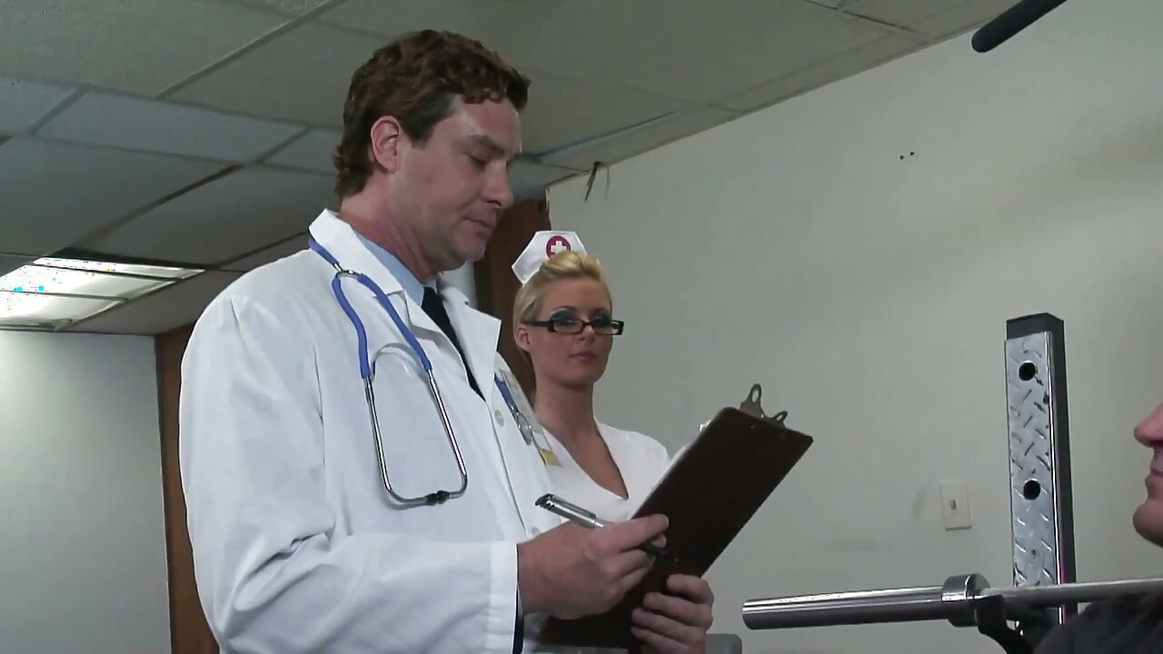 Stunning nurse MILF gets pussy and ass hard fucked by patient