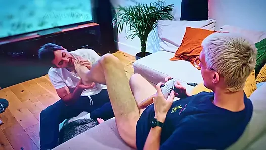 He Sucks on My Feet and Gives Me Sloppy Head While I Play Games on the Couch