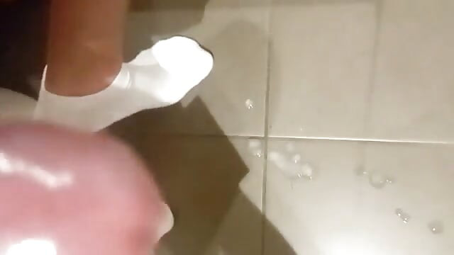 Orgasm masturbation ejaculation jerk off cock in friend's bathroom