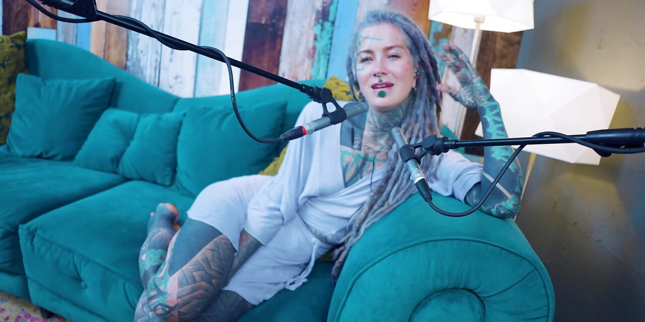 I talk about R - Relief - ASMR podcast SFW talking goth skinny girl dreadlocks tattoo model inked girl