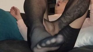 straight man puts on pantyhose for you to jerk off