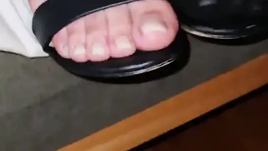 A feet lovers paradise , using squirt as lube for hubbys big dick