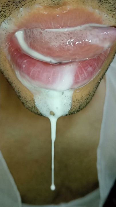 Cum in my mouth, play with your cum, and swallow it, sexy, femboy, trans, gay naughty, tongue, sloopy, six pack… | Clip 2