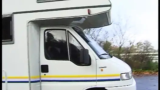 Blonde babe gets plowed in the car in a threesome