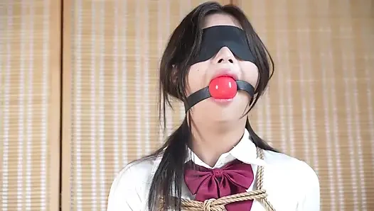 Xr46- Student Uniform and Mouthball Bondage