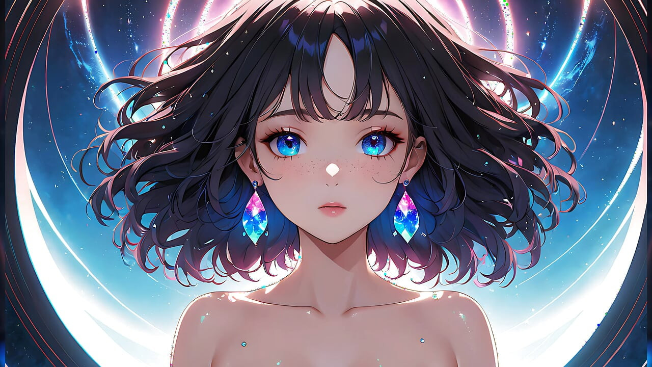 Voidgazer: a Beautiful Young Woman with Shimmering Cosmic Freckles