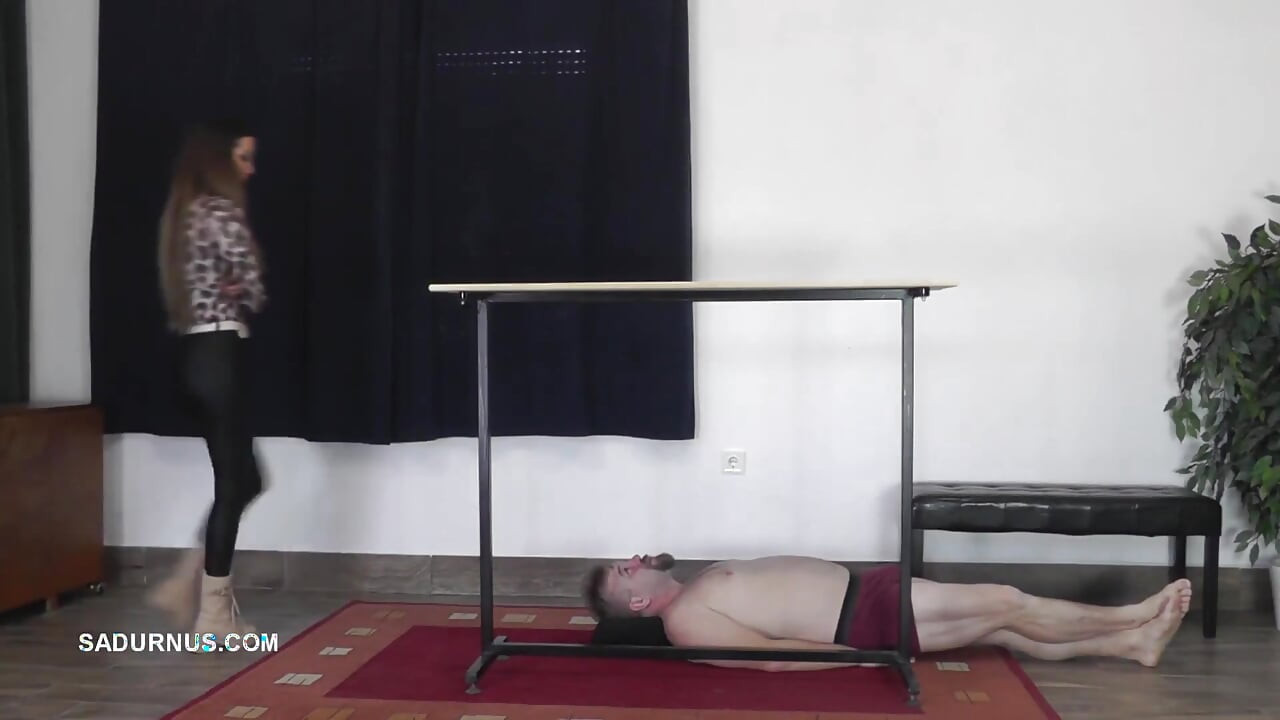 Mistress Tatjana Stomps on Slave's Head Hard